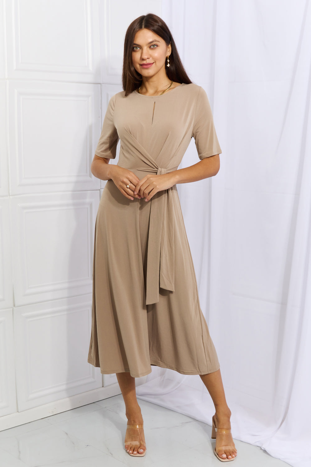 Ontheland Put In Work Wrap Knit Midi Dress