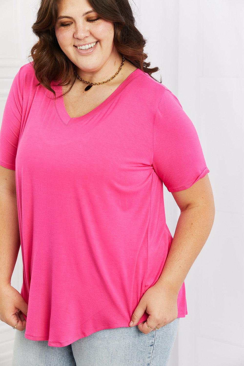 Zenana Everyday Full Size Loose Fit V-Neck Top