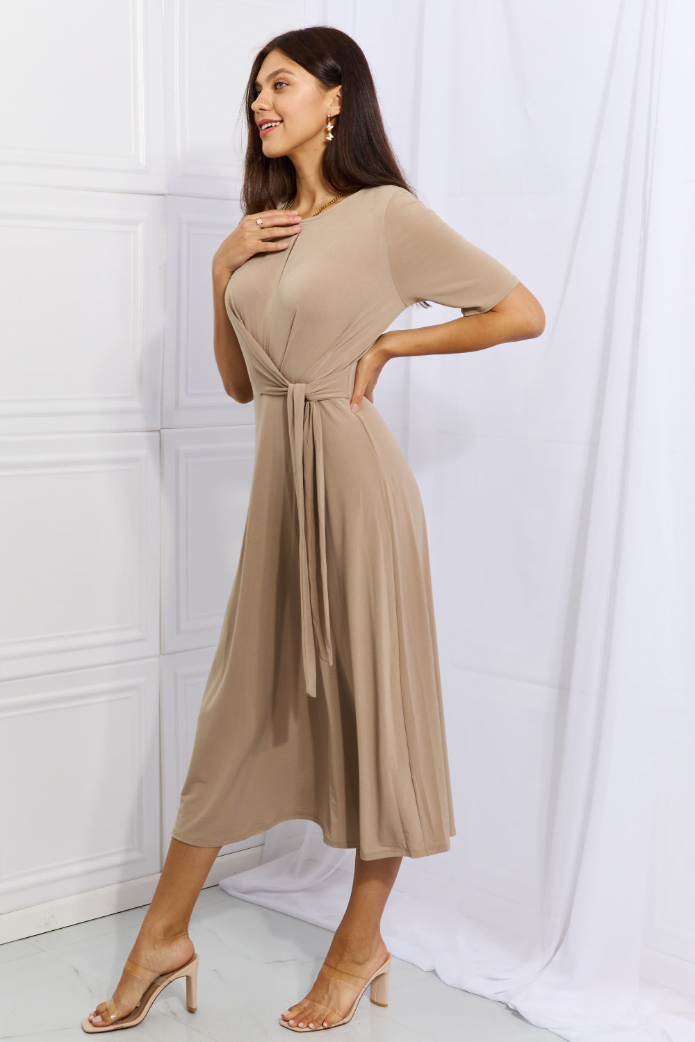 Ontheland Put In Work Wrap Knit Midi Dress