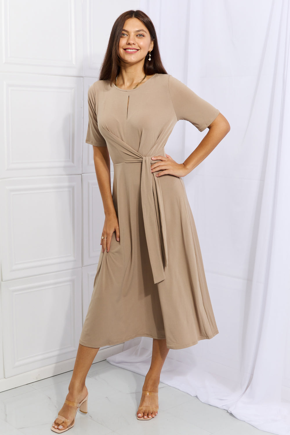 Ontheland Put In Work Wrap Knit Midi Dress
